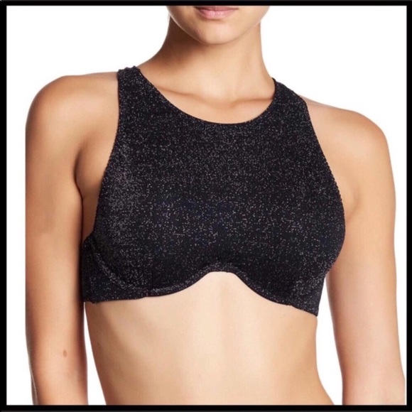 FREE PEOPLE SPARKLE BLACK CROP TANK BRALETTE A3C - Picture 6 of 8